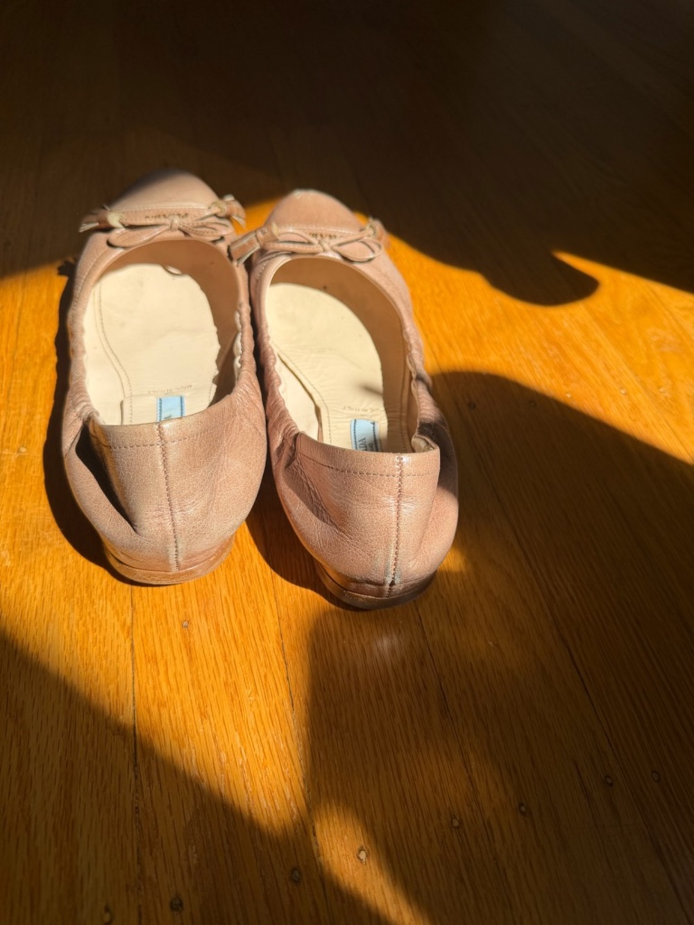 Prada Two-Tone Brown Leather Ballet Flats with Bow - Picture 4 of 6